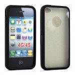 Wholesale iPhone 4 4S Gummy Hybrid Case (Black - Clear)